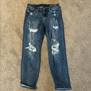 Judy Blue Distressed Blue Boyfriend Jeans